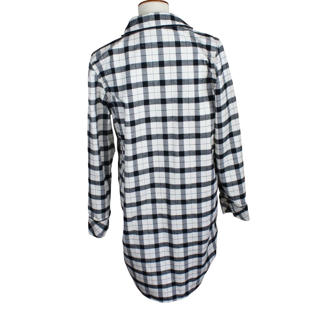 Filson Plaid Flannel Pajama Shirt Womens Medium Black Cream Button Up Cotton - Picture 3 of 5